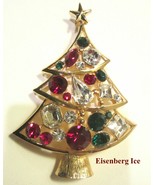 EISENBERG ICE Brooch Pin Large 3 Tier  Multicolored Christmas Tree Rhine... - £114.53 GBP