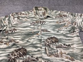 Vintage Pierre Cardin Shirt X-LARGE Tropical Hawaiian Button Cotton Palm Trees - £10.05 GBP