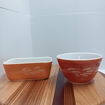 VTG PYREX Autumn Harvest Wheat Refrigerator Dish 502-B No Lid &amp; Bowl 401 - £28.31 GBP