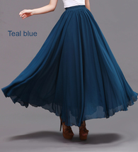 Summer Taupe Long Chiffon Skirt Women Custom Plus Size Beach Skirts image 6