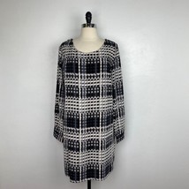 Thakoon DESGINation Womens Dress XL Black White Geometric Sheath Long Sl... - £19.67 GBP