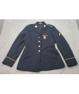 Vintage US Army Beret Coat Women Size 33.5 Black Lined Notch Collar Butt... - $53.65 CAD