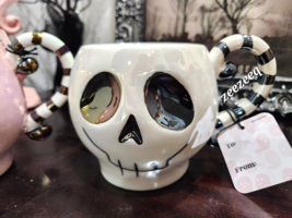 Halloween Iridescent White Skeletom Skull Coffee Mug Decor NEW - $22.99