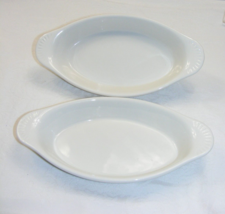 Vintage Set of 2 Ceramic Ovenware Oval White Condiment Tray 3-east - $39.59