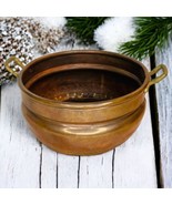 Antique Turkish Copper Cauldron Rustic Crafted Pot Double Handles Arabic - $1,332.76 MXN
