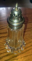 Vintage Clear Glass Sugar Shaker Metal Top Crystal? 6 Inch Tall Ribbed E... - £23.58 GBP