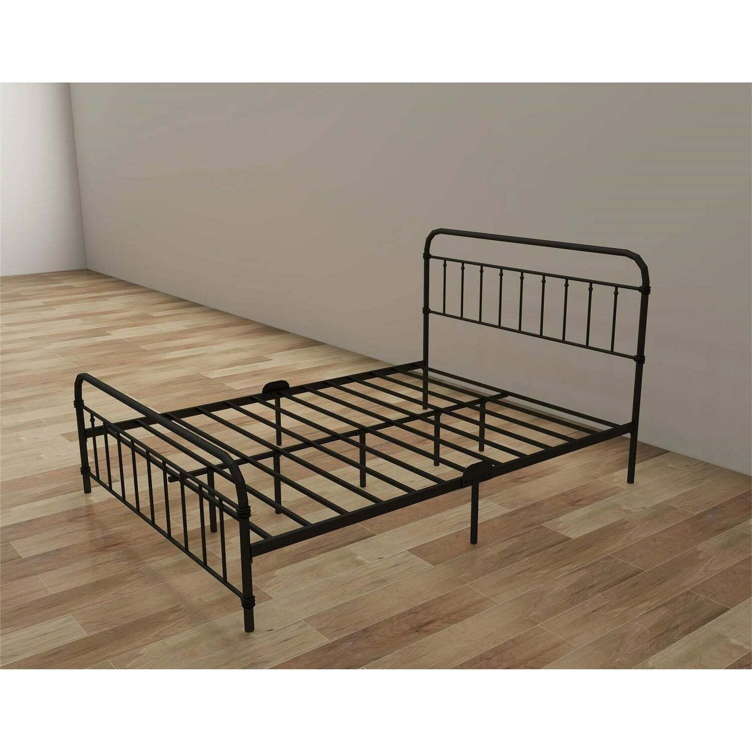 Queen Size Black Metal Bed Frame With Rounded Headboard Item image 3