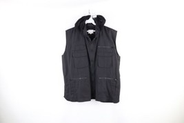 Vintage 90s Streetwear Mens XL Faded Tactical Full Zip Hooded Vest Jacke... - $44.50