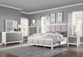 ACME Katia Eastern King Bed in Gray Linen & White Finish BD00659EK - $1,391.70