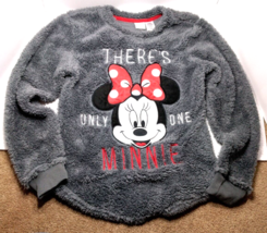 Disney Minnie Mouse Super Soft &amp; Fuzzy Plush Women&#39;s Size Small Gray Sweatshirt! - £13.31 GBP