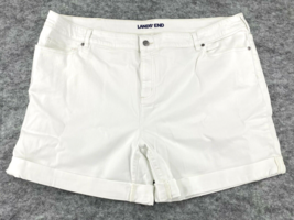 Lands End Womens Shorts Size 26W White Jean Mid Rise Stretch Roll Cuff No-Gap - £14.04 GBP