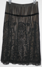 Coldwater Creek Black Velvet Burnout Sheer A Line Skirt Size M - £19.92 GBP