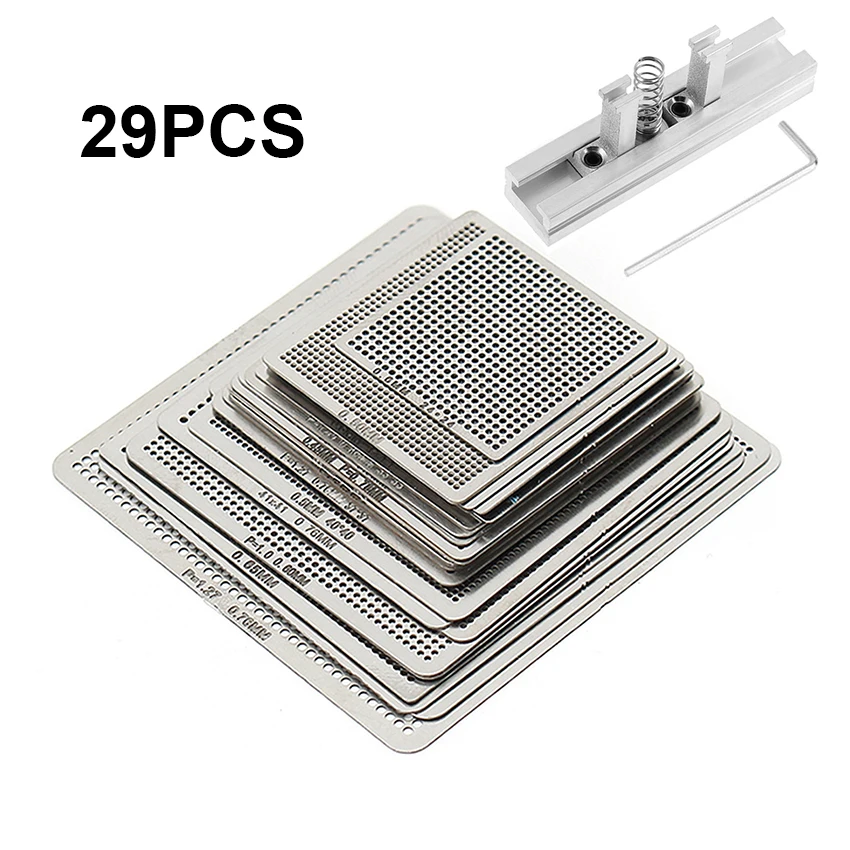 29pcs 36pcs BGA Directly Heat Reballing Universal Stencils with Stand Template J - £161.65 GBP