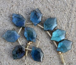 Natural, 7 pieces faceted hexagon of labradorite gemstone beads, 13x20--13x21 mm - £30.25 GBP