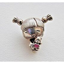 Pandora Ale 925 Sterling Silver Girl With Pigtails, Teddy Bear Pink Hear... - $37.32