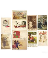 10pc Lot Early 1900s Romantic RPPC &amp; Lithograph Postcards, Cartoon, Eque... - $48.38