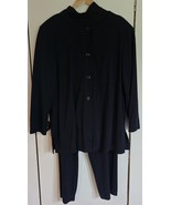 Womens Plus 2X Andrea Behar Dark Navy Blue 3-Piece Outfit Pants Shirt Ca... - $18.81