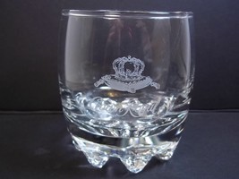 Crown Royal whisky glass crown &amp; pillow logo round dimpled base 8 oz - £4.76 GBP