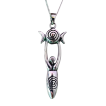 Spiral Goddess Pendant Triple Moon Necklace 925 Sterling Silver Gaia Lunar &amp; Box - £35.16 GBP