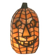 Jack-o-Lantern Pumpkin Stain Glass Accent Lamp 8.5&quot; Halloween Decor 68100 - £199.83 GBP