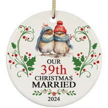 Our 39th Years Christmas Married Ornament Gift 39 Anniversary With Bird Couple - £11.70 GBP