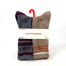 Lucky Brand 5 Pair Mens Crew Socks Size 6 12 New Brown Grey Cream Casual... - $23.75