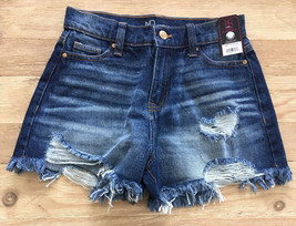 NOBO No Boundaries High Rise Mom Fit Destructed Denim Shorts Juniors&#39; Si... - $13.60