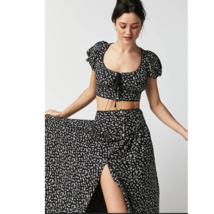 New Free People Easy to Love Maxi Skirt Set $148 SMALL Black Combo BOHO - £69.07 GBP