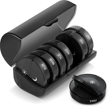Pill Organizer 2 Times a Day, Weekly AM PM Pill Box,Large Capacity Pills (Black) - £18.21 GBP