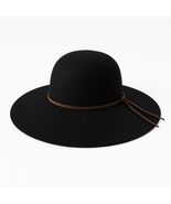 Phenix Women Wool Hat Fedora Elegant Black One Size Wide Brim Leather Trim - $29.99