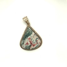 Vintage Sterling Signed 925 Polish Freeform Cabochon Ocean Jasper Stone Pendant - £59.71 GBP