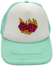 Flaming Dice Mint Green and White Foam Mesh Snapback Adjustable Truckers... - $223.76 MXN