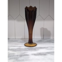 Tiara Indiana Glass Dark Amber Brown Vase, Vintage Decor Accent, Honey Vase - £8.39 GBP