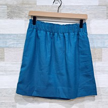 J Crew Wool Blend Sidewalk Mini Skirt Blue Pull On Elastic Waist Lined W... - $34.64