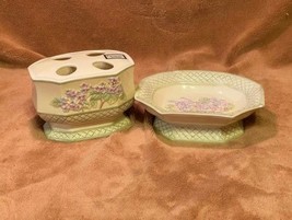 Croscill Porcelain Bathroom Accessories- Rare, HTF Violets Pattern- NEW - $16.83