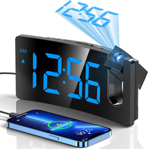 Projection Alarm Clock, Digital Clock with 180° Rotatable 3-Level Brightness - £21.76 GBP