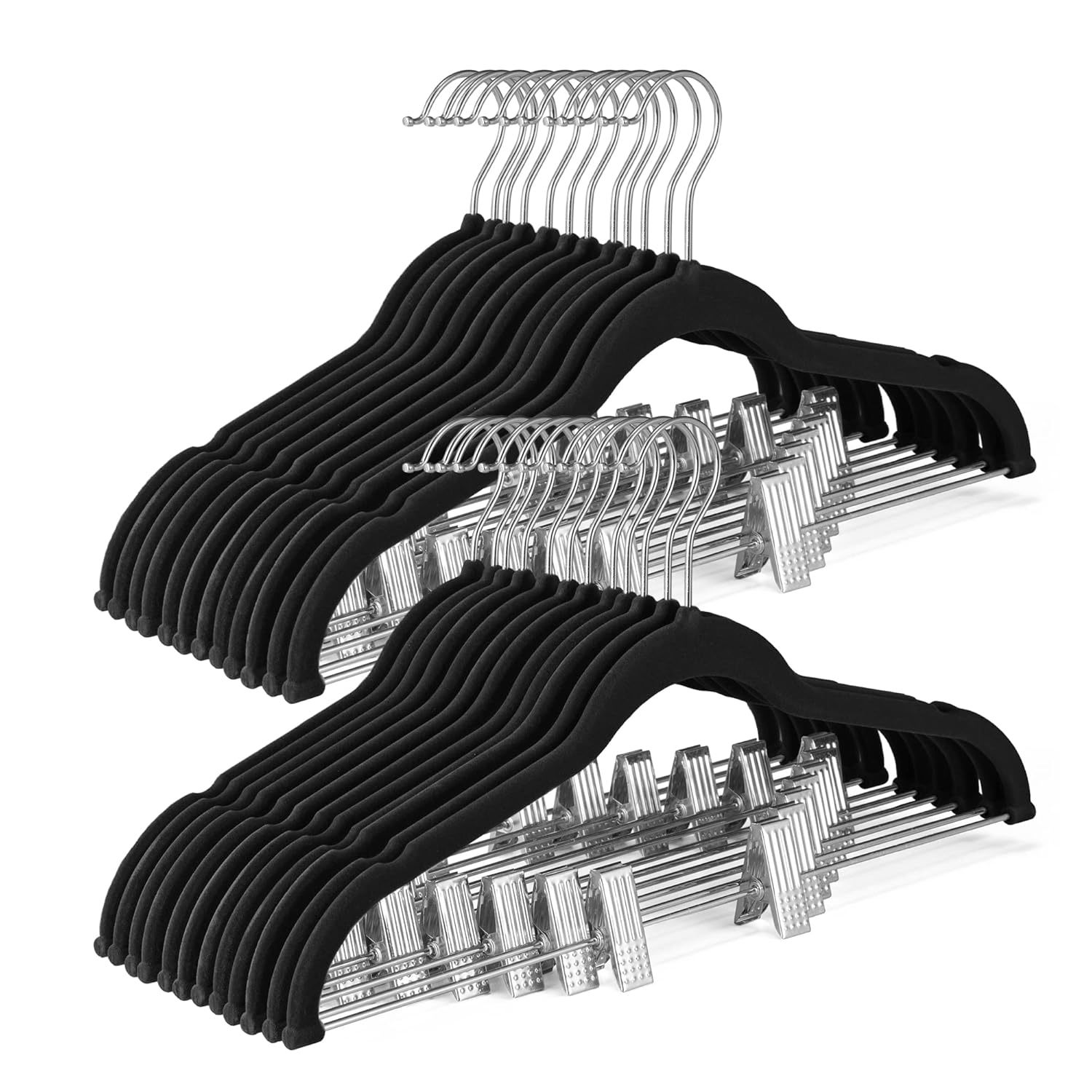 Velvet Skirt Hangers 24 Packs Velvet Hangers With Clips Ultra Thin Non Slip Velv