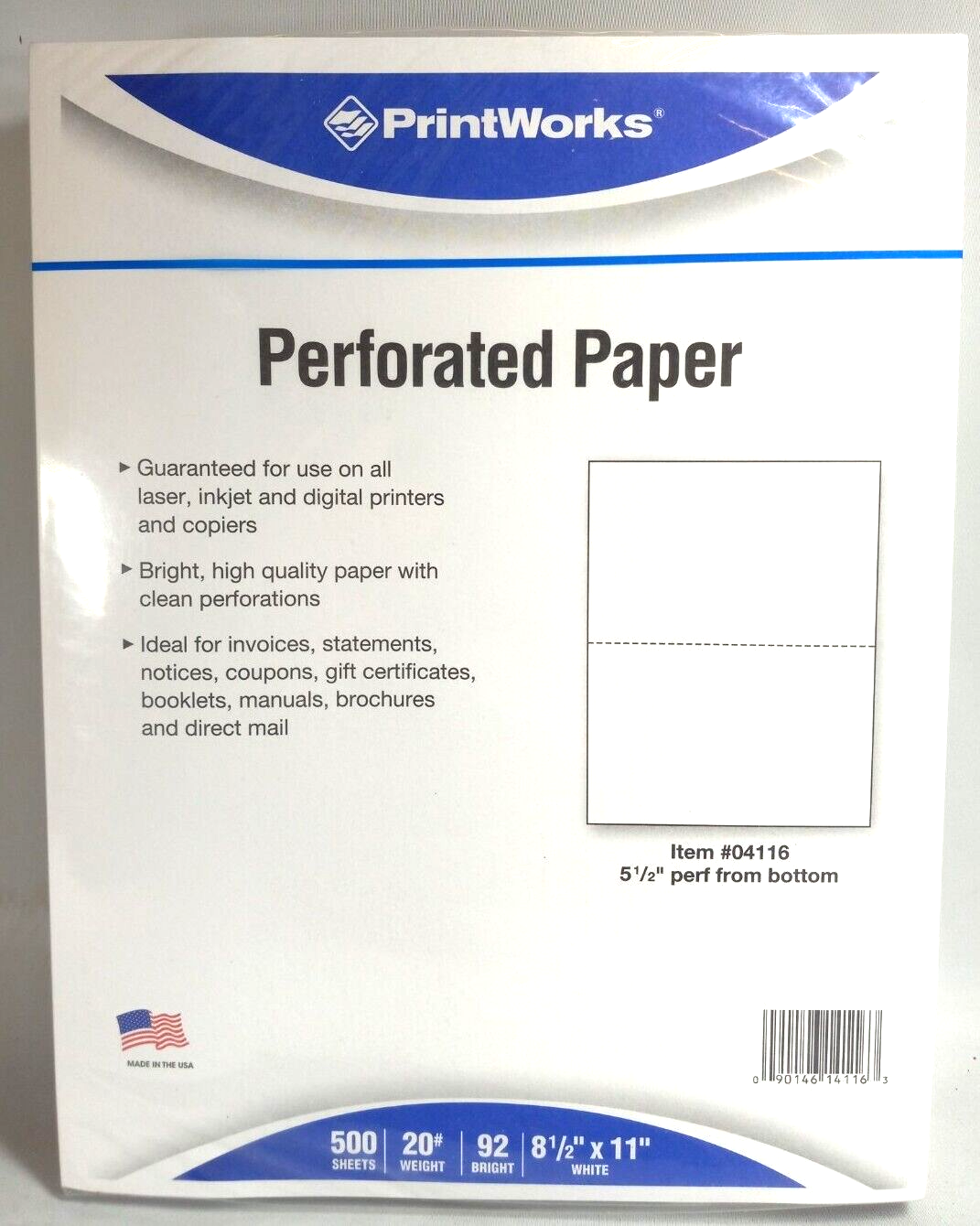 PrintWorks Professional Paper Perf. 5 1/2&quot; From Bottom 8.5 x 11-500 Shee... - $5.00