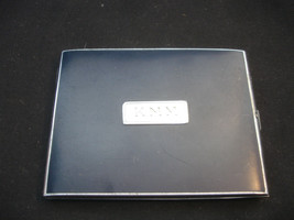 Old Vtg Silver Tone Blue KMM Initial Name Plate Cigarette Case - $39.95