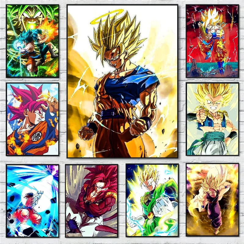 Japanese Anime Peripheral Dragon Ball Poster Cartoon Figure Goku poster ... - £9.29 GBP+