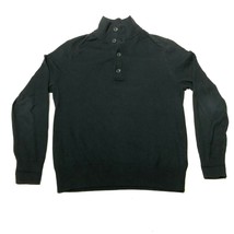 Banana Republic Sweater Jumper Mens M Black Button Neck Cotton Cashmere - $25.23