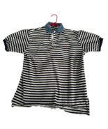 Vintage Ralph Lauren Polo Shirt Mens L Blue Denim Collar Striped Red Pon... - $785.97 MXN