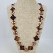 Vintage Artisan Casual Career Necklace 36&quot; Pullover Hand Knotted Beads - £13.27 GBP