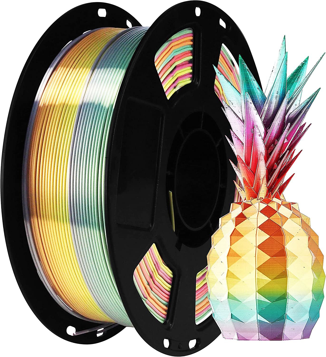 BBLIFE Silk Shiny Multi Color Fast Change Rainbow PLA Filament,, Easy to... - $38.99