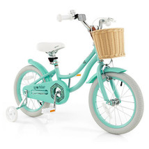 16&quot; Kid&#39;s Bike with Training Wheels and Adjustable Handlebar Seat-Green ... - £131.21 GBP