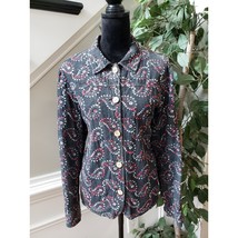 Coldwater Creek Blazer Jacket Women&#39;s XL Gray Embroidered Paisley Button... - $44.55