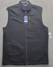 IZOD Vest Mens LT Black Golf Performance Fleece Lined Natural Stretch Fu... - $34.46