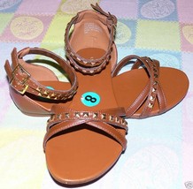 New Union Bay Womens Brown Gold Studs Ankle Straps Sandals 10 - £17.52 GBP