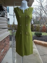 Nwt Ellen Tracy Fab Chartrusse Gold Button Dress 4 - $49.99