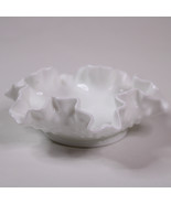 Vintage Fenton Milk Glass Bon Bon Dish Bowl Hobnail Pattern Ruffle Rim S... - $17.88 CAD
